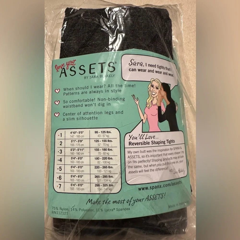 Spanx Love Assets Flipside Diamond Reversible Shaping Tights Black Size 3 New